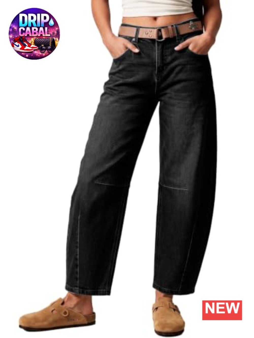 Women's Barrel Jeans Wide Leg Mid Rise Y2K Boyfriend Ankle Denim Pants